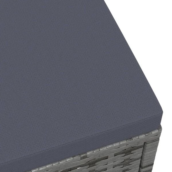 vidaXL Vrtni tabure od poliratana s jastukom sivi