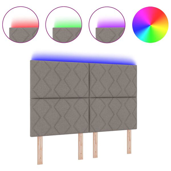 vidaXL Uzglavlje S LED lampica s uzglavljem Sivo-smeđa 144 cm tkanina