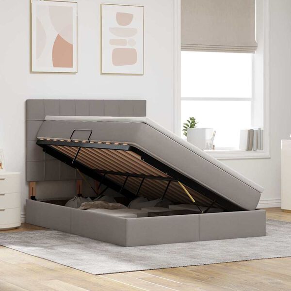 vidaXL Krevet s od storage Sivo-smeđa 140 x 200 cm Lažna koža