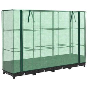 vidaXL Povi&scaron;ena gredica s pokrovom za staklenik izgled ratana 160x40x123 cm