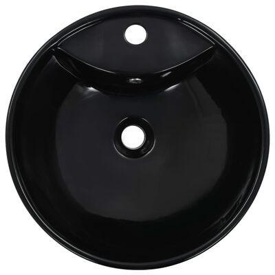 vidaXL Umivaonik sa zaštitom od prelijevanja 46,5x18 cm keramički crni