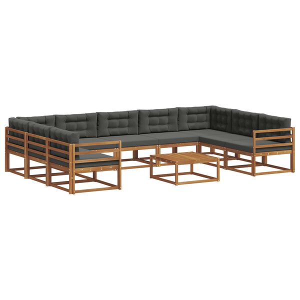 vidaXL Set vanjskih sofa s jastukom 10 pcs Prirodna i antracit