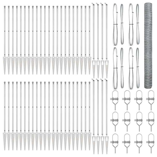 vidaXL Ograda s stupovima Srebrno 1.5 x 100 m Čelik prekriven PVC-om