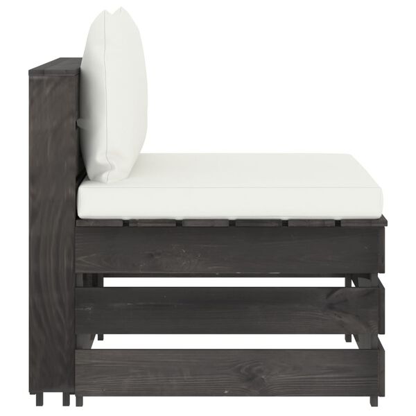 vidaXL Modularna srednja sofa s jastucima od sivo impregniranog drva