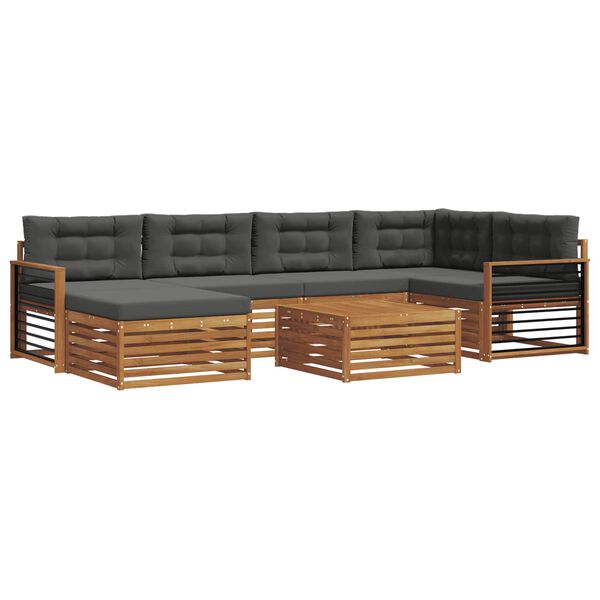 vidaXL Set vanjskih sofa s jastukom 7 pcs Prirodna i antracit