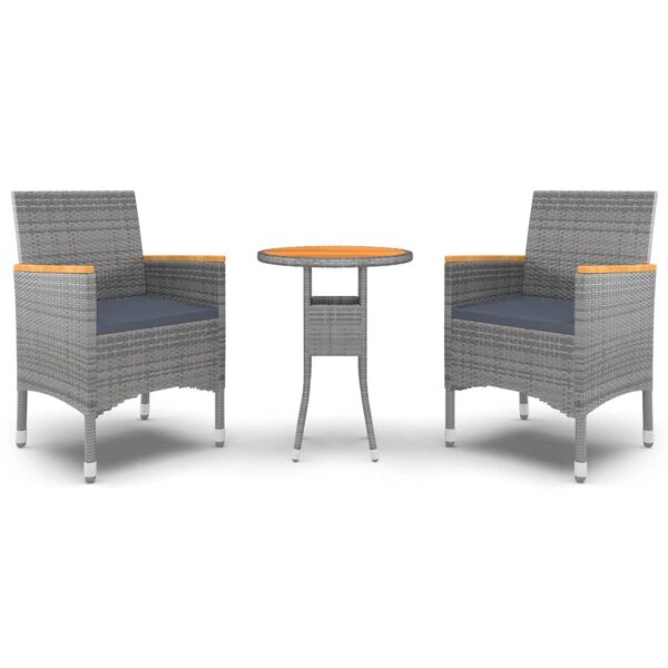 vidaXL 3-dijelni vrtni blagovaonski set od poliratana sivi