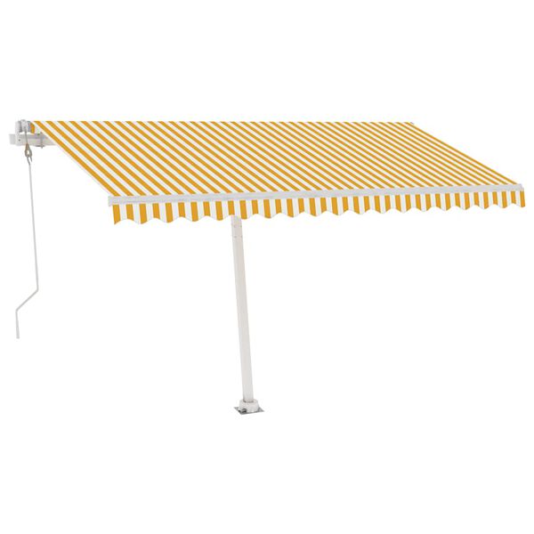 vidaXL Samostojeća automatska tenda 400 x 300 cm žuto-bijela