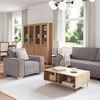 vidaXL Sofa 3 pcs Sivo-smeđa Platnasta tkanina