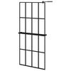 vidaXL Pregrada za tu&scaron; s policom crna 90x195 cm staklo ESG i aluminij