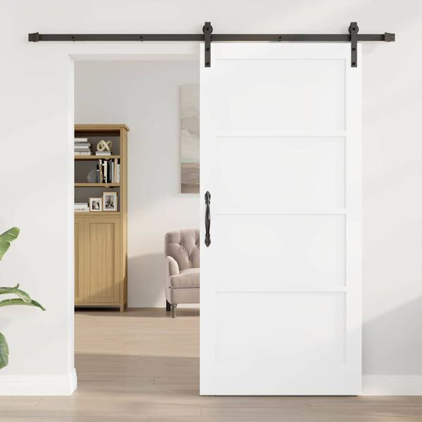 vidaXL Klizna vrata Bijelo 93 x 202 cm Čvrsto borovo drvo