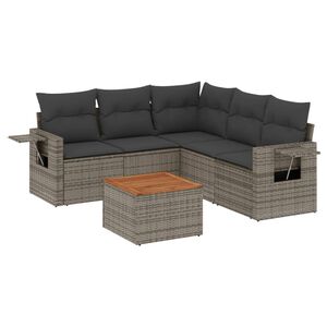 vidaXL 6-dijelni set vrtnih sofa od poliratana s jastucima sivi