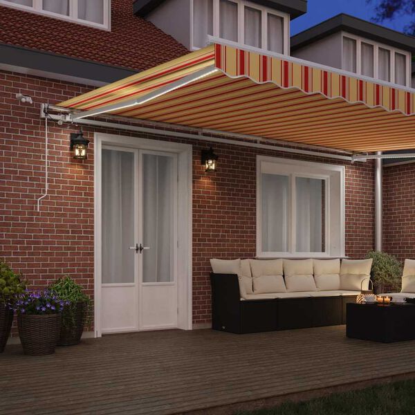 vidaXL Skrovita tenda Žuta i narančasta 500 &times; 300 cm Poliester i metal