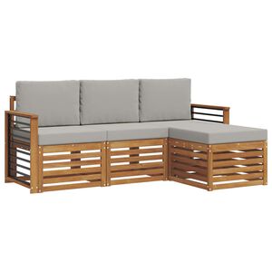vidaXL Set vanjskih sofa s jastukom 4 pcs Prirodna i svijetlo siva