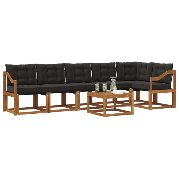 vidaXL Set vanjskih sofa s jastukom 7 pcs Prirodna i crna