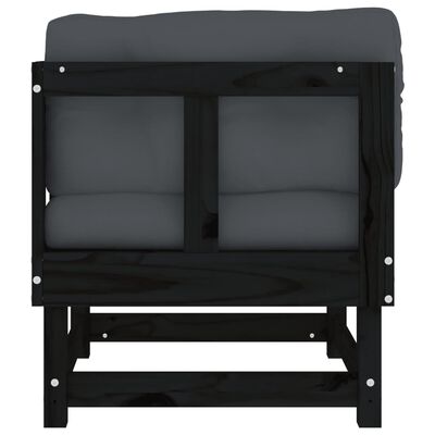 vidaXL Kutne sofe s jastucima 2 kom crne od masivne borovine