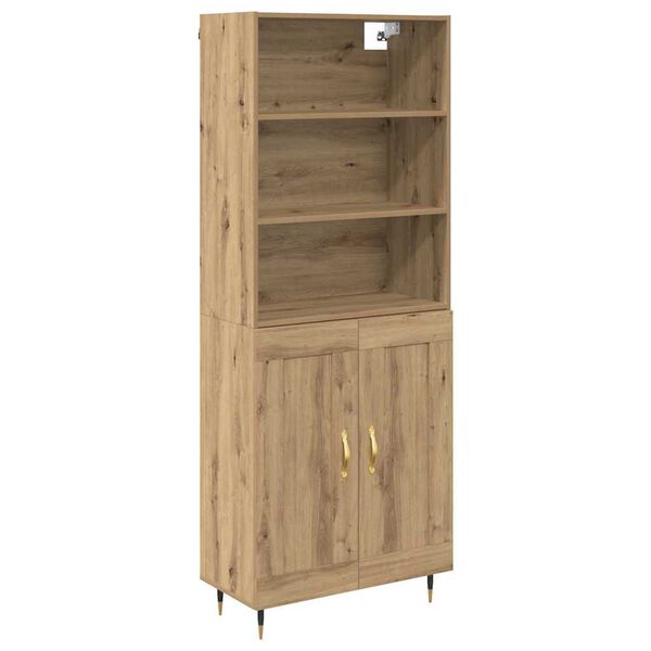 vidaXL Highboard Umjetnički hrast 69,5 x 34 x 180 cm Konstruirano drvo