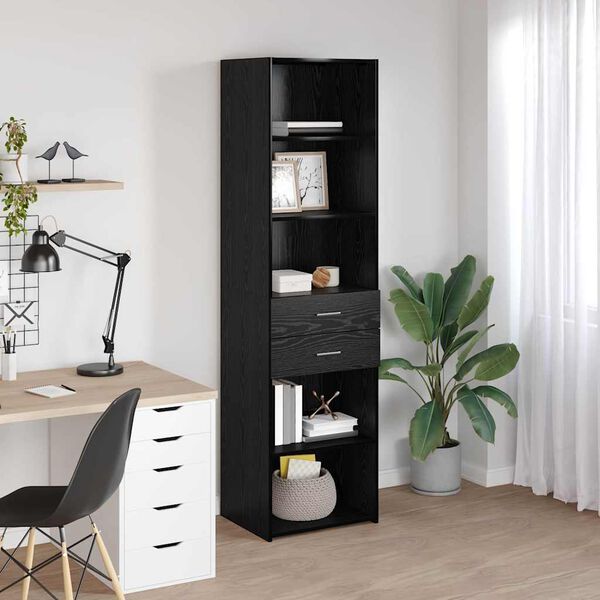 vidaXL Highboard Crni hrast 50 x 42,5 x 185 cm Konstruirano drvo
