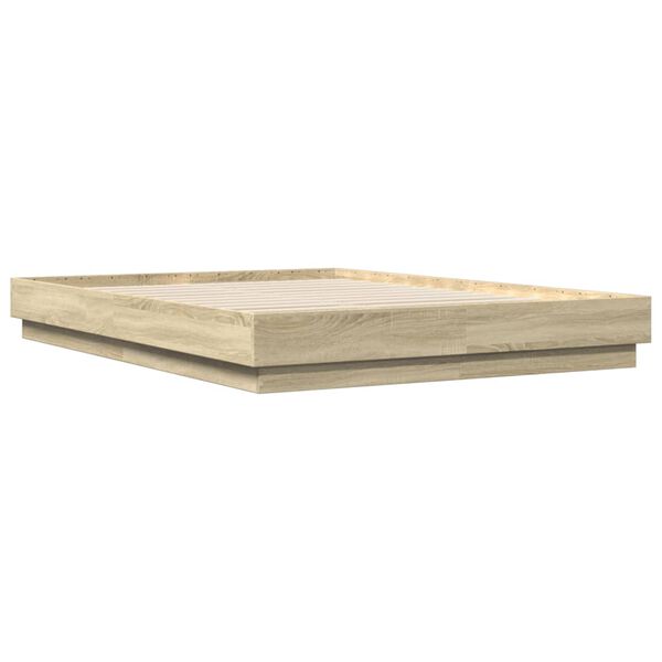 vidaXL Okvir kreveta s LED svjetlima boja hrasta sonome 140 x 200 cm