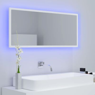 vidaXL LED kupaonsko ogledalo bijelo 100x8,5x37 cm akrilno