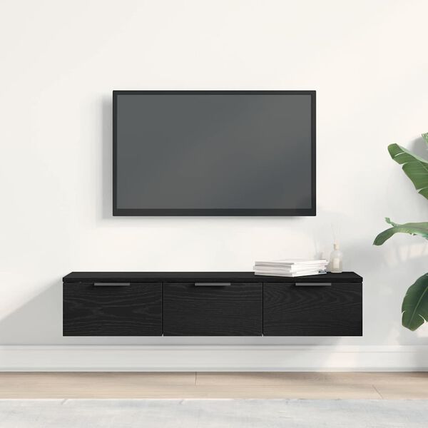 vidaXL Ormar za Zid Crni hrast 102 x 30 x 20 cm Konstruirano drvo