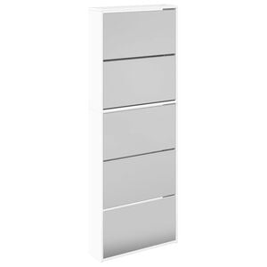 vidaXL Ormarić za cipele s ogledalom i 5 razina bijeli 63x17x169,5 cm