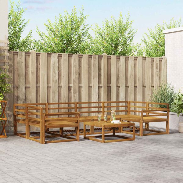 vidaXL Set vanjskih sofa 7 pcs Prirodna Čvrsto drvo akacije