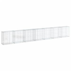vidaXL Gabionska ko&scaron;ara s poklopcem 700x50x100 cm pocinčano željezo