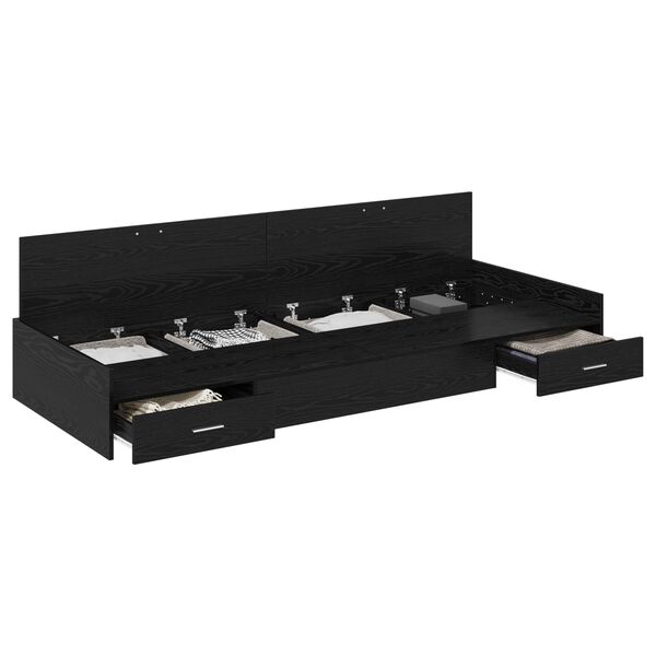 vidaXL Krevetna konstrukcija Crni hrast 90 x 200 cm Konstruirano drvo