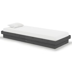 vidaXL Okvir za krevet od masivnog drva sivi 75 x 190 cm mali