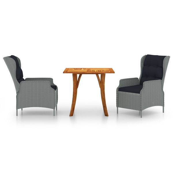 vidaXL 3-dijelni vrtni blagovaonski set svjetlosivi