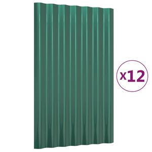vidaXL Krovni paneli 12 kom od pocinčanog čelika zeleni 60x36 cm