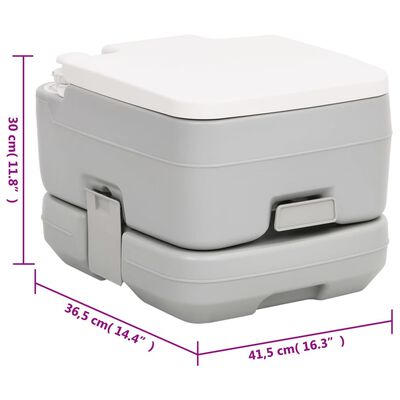 vidaXL Prijenosni toalet za kampiranje sivo-bijeli 10 + 10 L HDPE