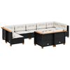 vidaXL 9-dijelni set vrtnih sofa s jastucima crni od poliratana