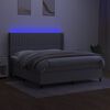 vidaXL Krevet box spring s madracem LED svjetlosivi 160x200 cm tkanina