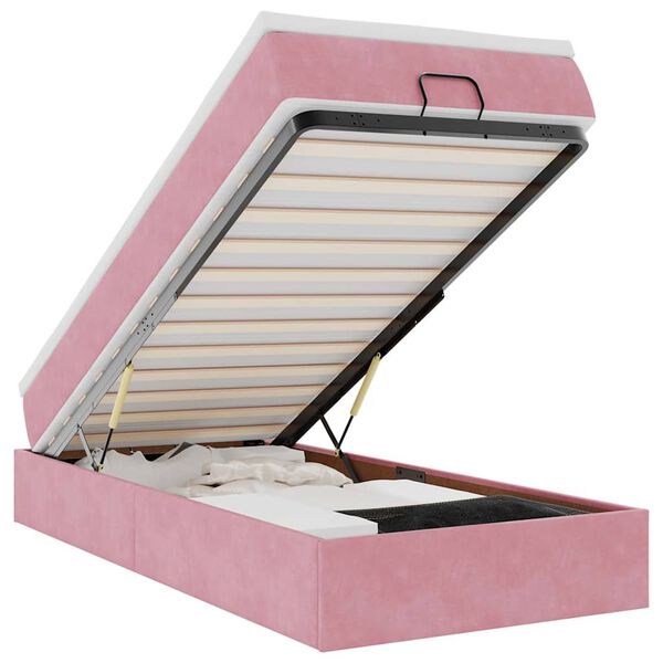 vidaXL Otomanski okvir kreveta s madraca ružičasti 90x190cm baršunasti