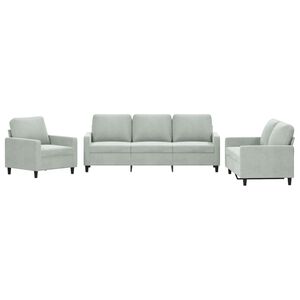 vidaXL 3-dijelni set sofa s jastucima svjetlosivi bar&scaron;unasti