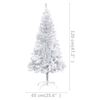 vidaXL Umjetno osvijetljeno božićno drvce i kuglice srebrno 120 cm PET