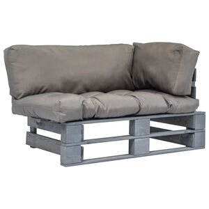 vidaXL Vrtna sofa od paleta od borovine sa sivim jastucima