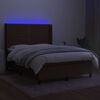 vidaXL Krevet box spring s madracem LED tamnosmeđi 140x200 cm tkanina