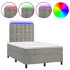 vidaXL Krevet box spring s madracem LED svjetlosivi 120x200 cm bar&scaron;un