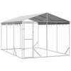 vidaXL Vanjski kavez za pse s krovom srebrni 3 x 4,5 x 2,5 m čelični