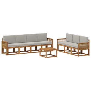 vidaXL Set vanjskih sofa 8 pcs Prirodna i svjetlosiva Poliester