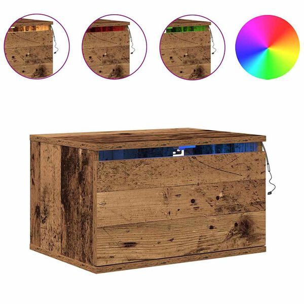 vidaXL Wall-mounted noćni ormarić Staro drvo 50 x 36 x 30 cm