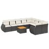 vidaXL 10-dijelni set vrtnih sofa s jastucima crni od poliratana