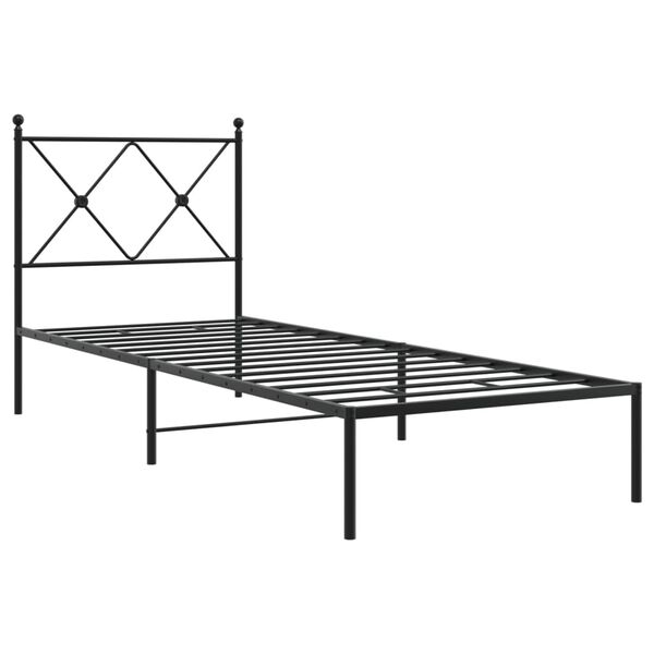 vidaXL Metalni okvir za krevet s uzglavljem crni 75x190 cm