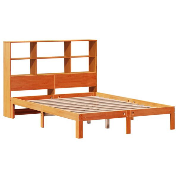 vidaXL Krevet s regalom za knjige bez madraca 140 x 190 cm od borovine