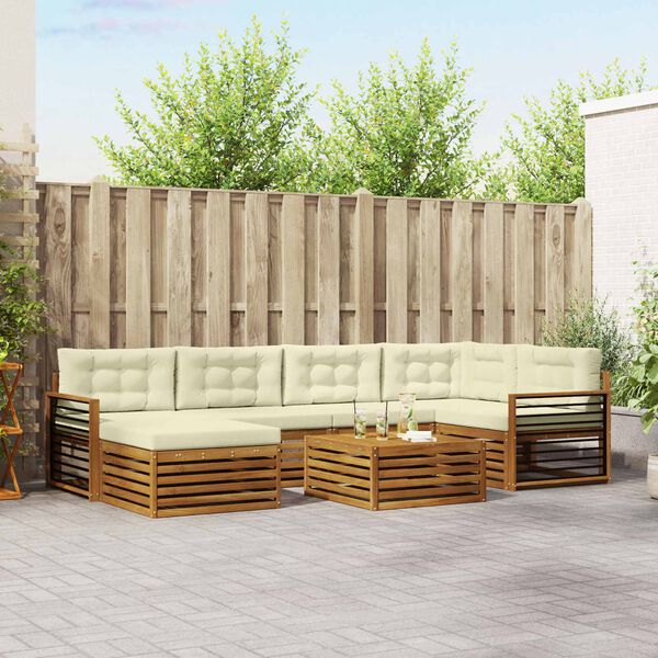 vidaXL Set vanjskih sofa s jastukom 7 pcs Prirodna i krem