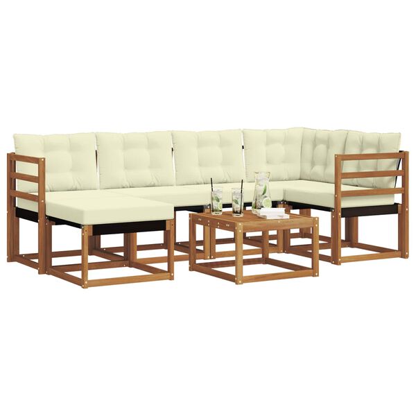vidaXL Set vanjskih sofa s jastukom 7 pcs Prirodna i krem