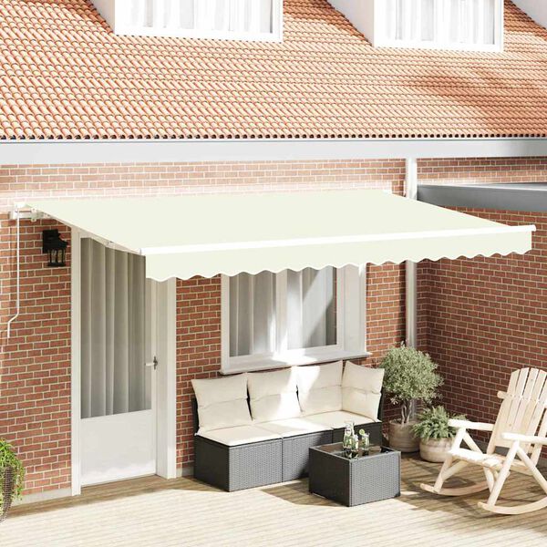 vidaXL Skrovita tenda Krema 350 x 200 cm tkanina