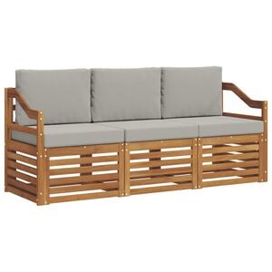 vidaXL Setovi sofa 3 pcs Prirodna i svijetlo siva Čvrsto drvo akacije